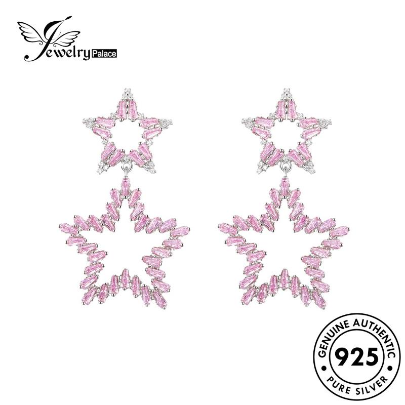 Jewelrypalace Berlian Bintang Pink Perak925 Asli Kristal Wanita Anting Tusuk E1158