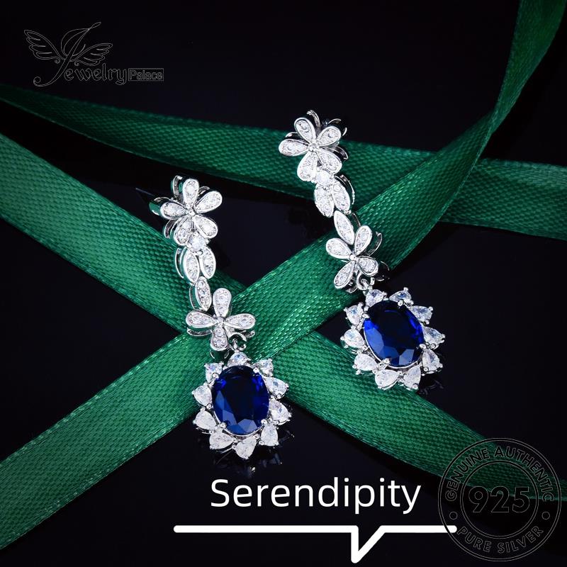 Jewelrypalace Wanita925 Bunga Anting Tusuk Sapphire Matahari Perak Asli E1216