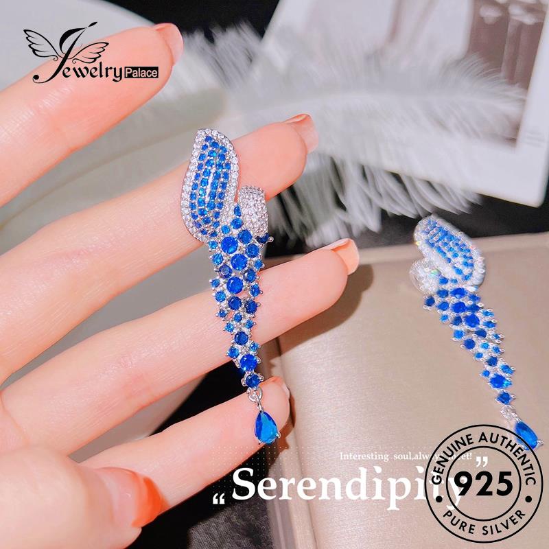 Jewelrypalace Anting Sapphire Asli Stud Silver Pear925Bentuk Wanita E1205