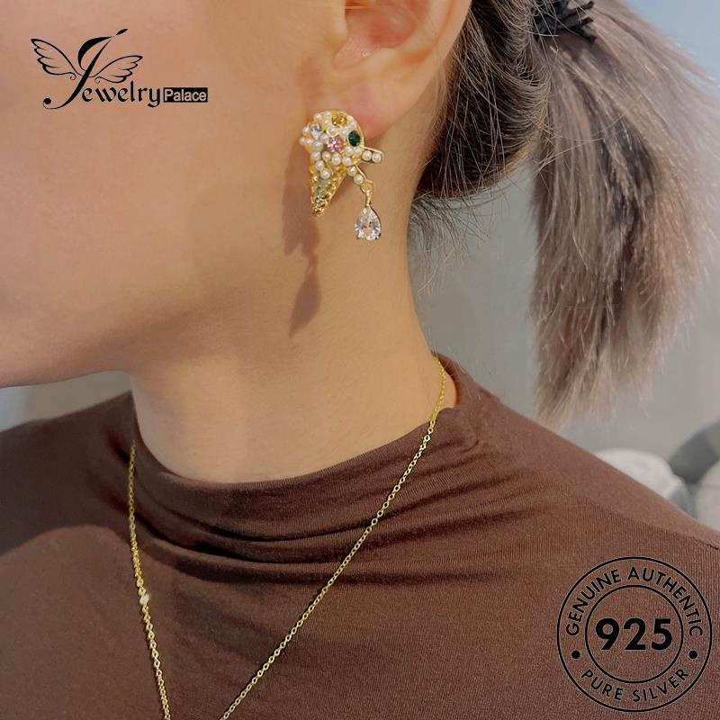 Perhiasantempat Wanita925Asli Anting Hoop Mutiara Perak Gold Ice Cream E1286