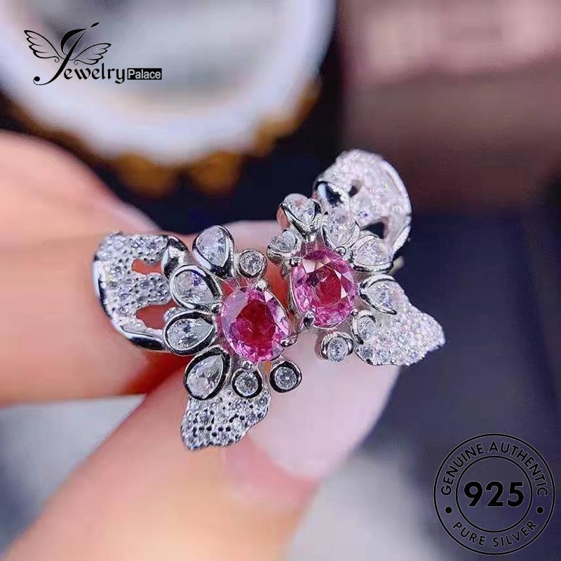 Jewelrypalace Wanita Anting Tusuk Kristal Asli Berlian Kupu Pink Perak925 E1291