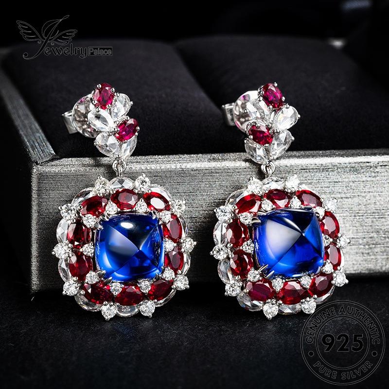 Jewelrypalace Stud925 Anting Perak Asli Wanita Safir Bulat E1294