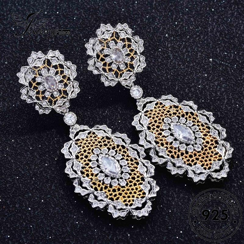 Jewelrypalace Lace Citrine Perak Asli925 Melalui Stud Wanita Anting Bunga E1295