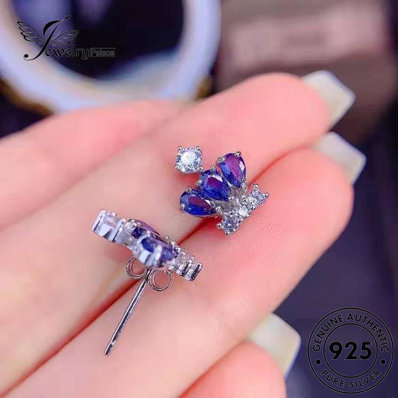 Jewelrypalace Silver Stud Asli Anting Mahkota Wanita Safir925 E1299