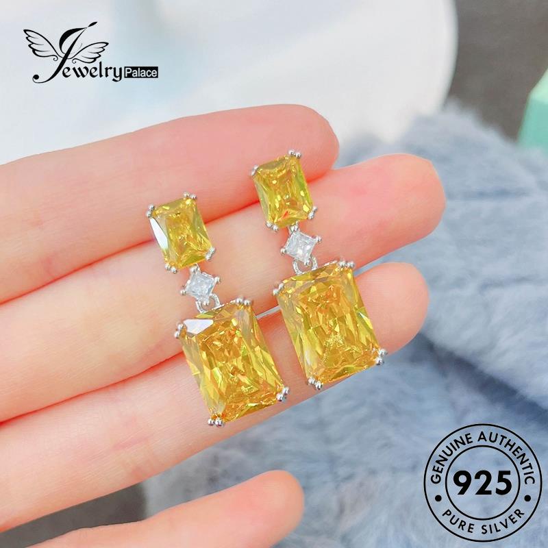 Jewelrypalace Anting Perak925 Asli Stud Emerald Wanita Kotak Kolom E1253