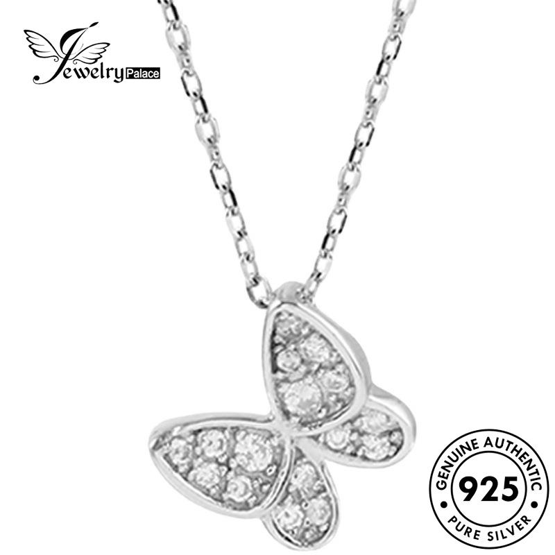 Jewelrypalace Butterfly Diamond Simple Asli Wanita Kalung Perak925 Moissanite N439