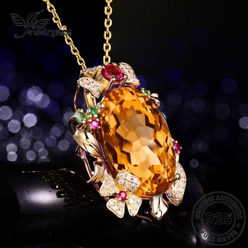 Jewelrypalace 925asli Fashion Kalung Wanita Oval Citrine Silver N1179