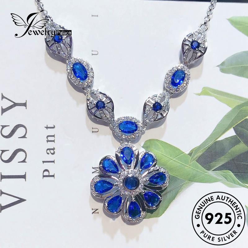 Jewelrypalace Sapphire Asli Perak Bunga Matahari Kreatif925 Kalung Wanita N1193