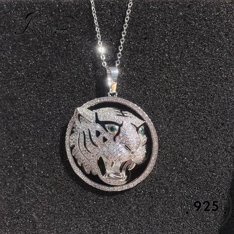 Jewelrypalace Perak Kepala Harimau Kalung Berlian Asli Moissanite925 Mendominasi Pria N1198