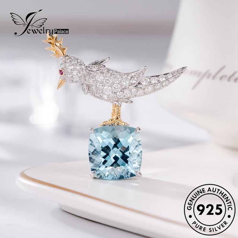 Jewelrypalace925 Safir Asli Wanita Kalung Burung Lucu Perak N1146