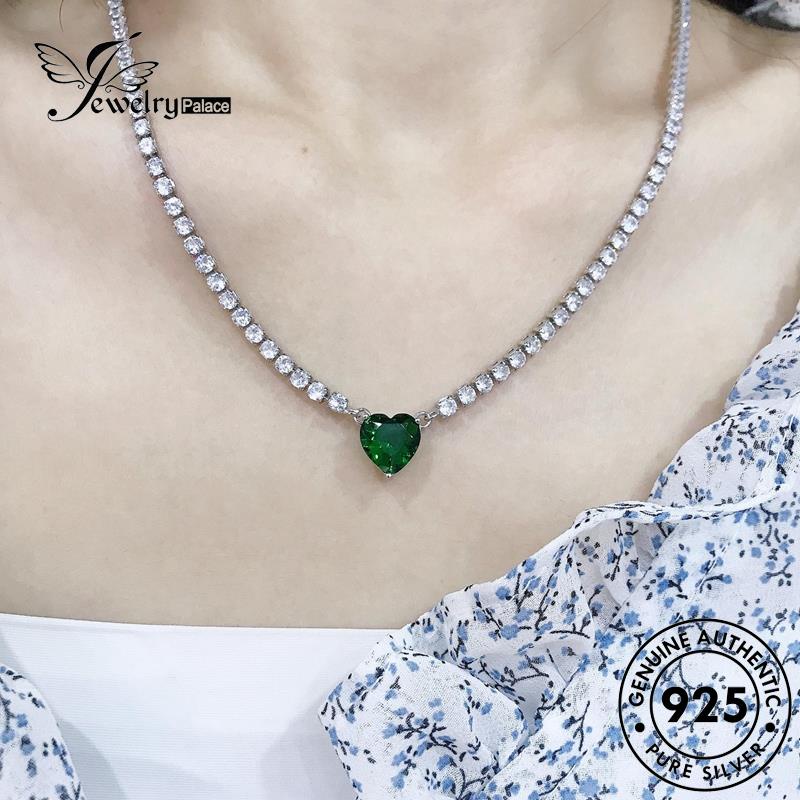 Jewelrypalace Berlian Wanita Kalung Perak925 Full Emerald Fashion Asli N1225