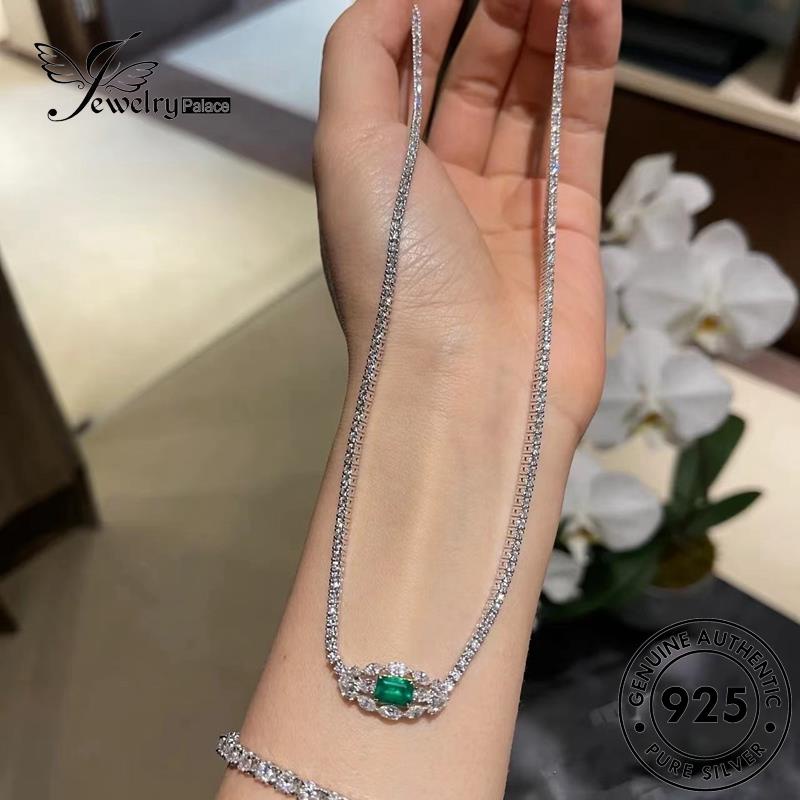 Jewelrypalace Perak Asli Wanita Mewah925 Kalung Emerald N1324