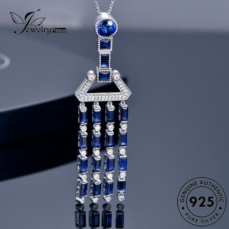 Jewelrypalace Perak Jumbai Safir Wanita925 Kalung Kreatif Asli N1367