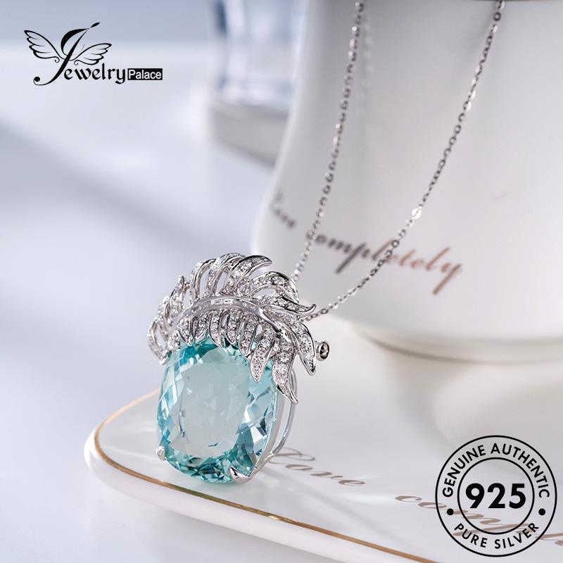 Jewelrypalace Kalung Sapphire Bulu Wanita Perak925 Asli Mewah N1376