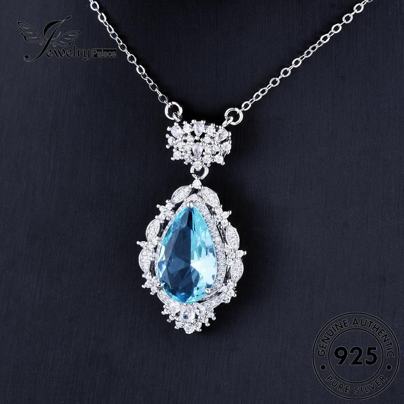 Jewelrypalace Asli Safir Indah925 Kalung Wanita Tetes Perak Air N1332