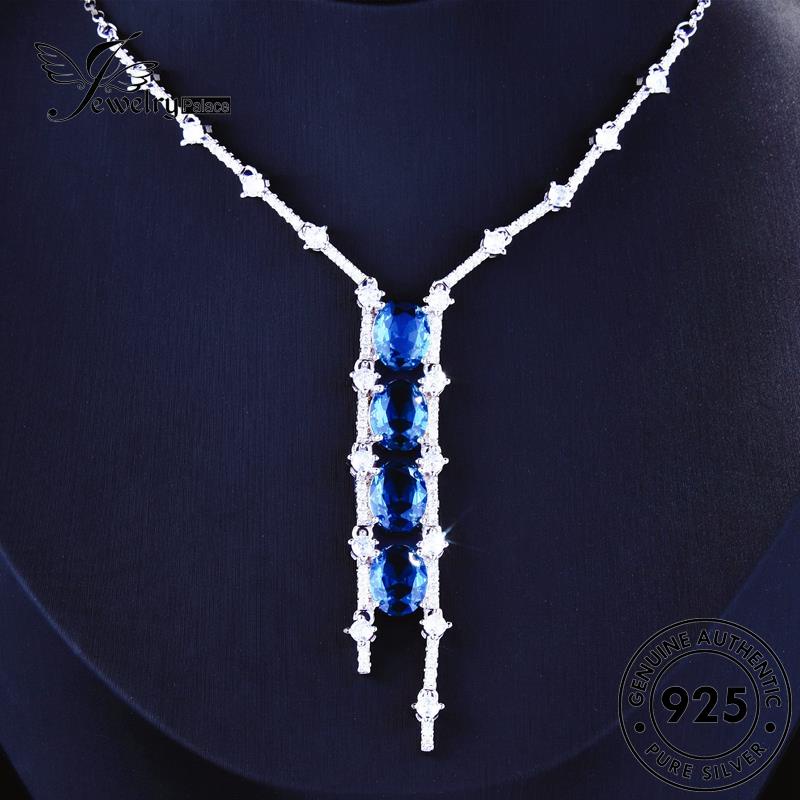 Jewelrypalace Sapphire Perak925 Wanita Elegan Rumbai Kalung Asli N1335