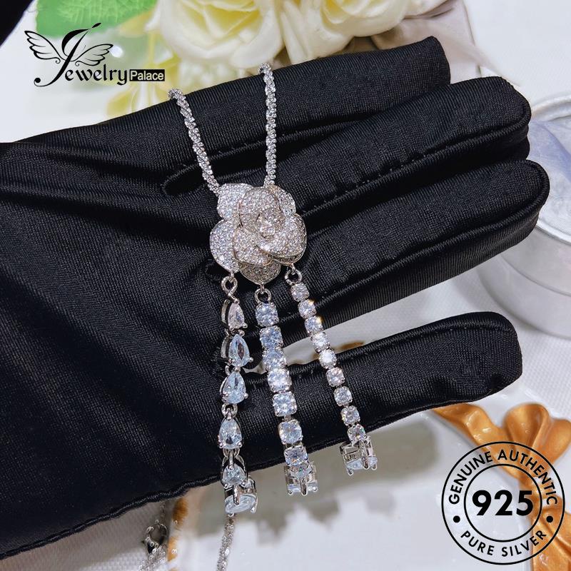 Jewelrypalace Perak Asli Moissanite Camelia Wanita Kalung Berlian925 Fashion N1337