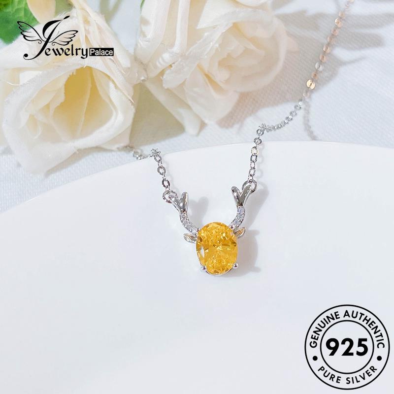 Jewelrypalace925 Citrine Kalung Wanita Lucu Asli Elk Silver N1341