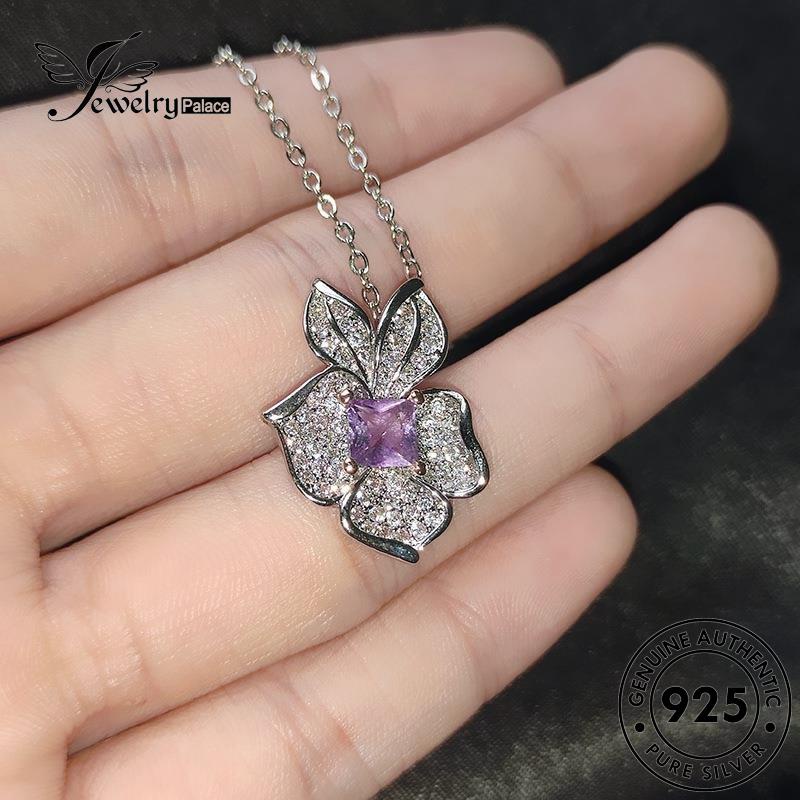 Jewelrypalace Fashion Bunga925 Perak Asli Amethyst Wanita Kalung N1442