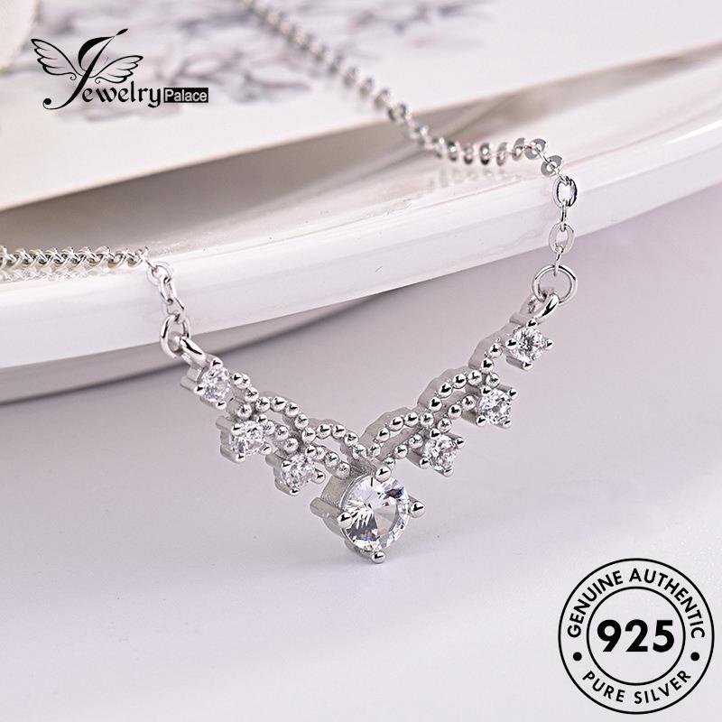 Jewelrypalace Perak925 Moissanite Asli Simple Berlian Wanita Kalung N1512