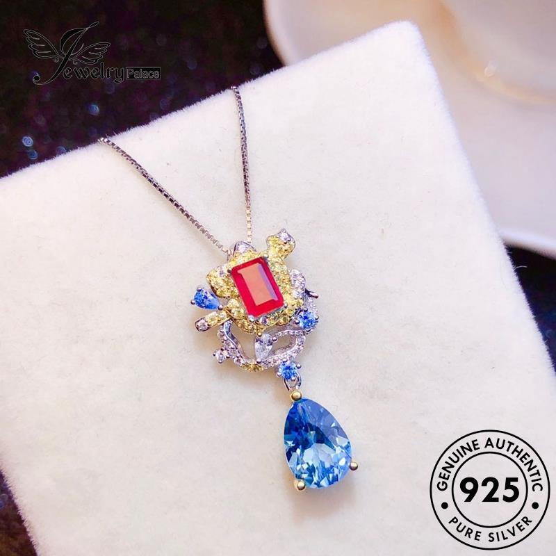 Jewelrypalace Perak Emas925 Sapphire Halus Kalung Wanita Asli N1570