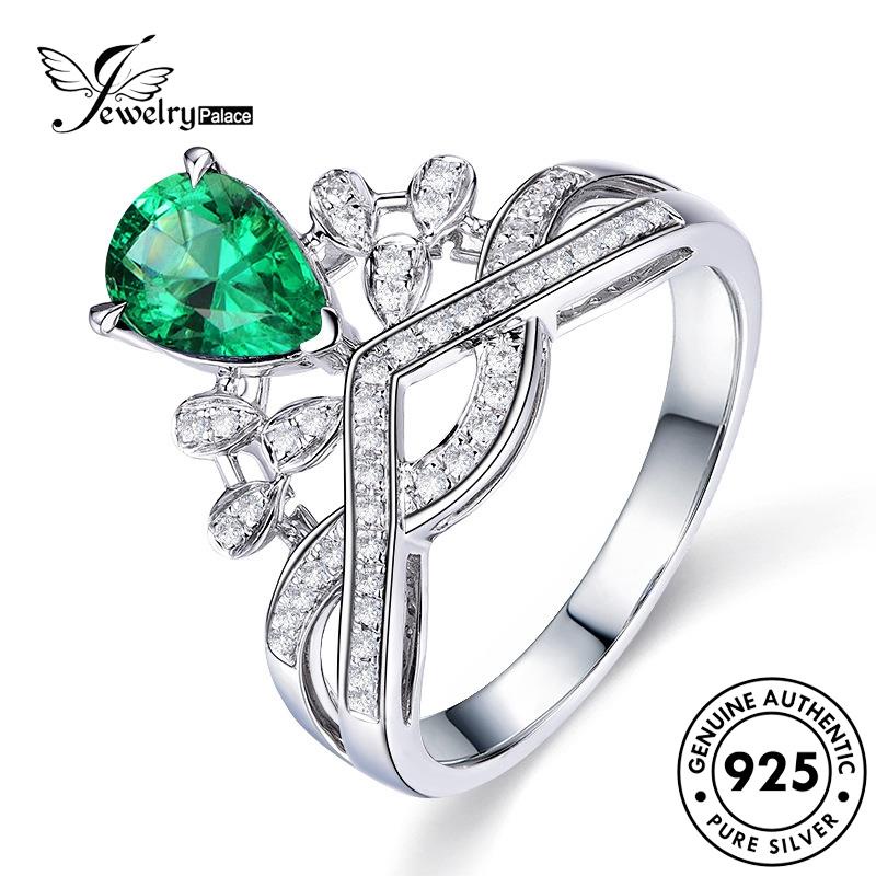 JEWELRYPALACE Silver Shape 925 Wanita Nikah Asli Pear Silver Diamond Kawin Original Perak Sterling Murni Cincin korea Fashionable Moissanite Aksesori Perhiasan R20