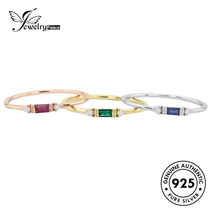 JEWELRYPALACE Cincin Silver Gold Kawin Retro Emerald Murni Square Sterling korea Aksesori Nikah Perak Asli 925 Original Silver Perhiasan Wanita R53