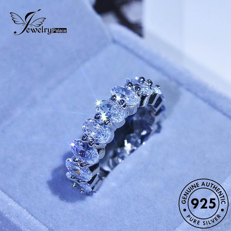 JEWELRYPALACE Cincin Silver Individual 925 Wanita Kawin Aksesori Row Asli Murni Original Sterling Perak Silver korea Nikah Perhiasan Emerald R78