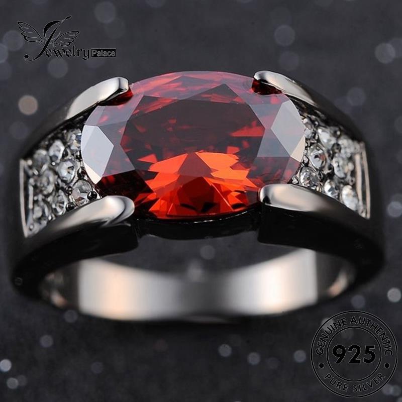 JEWELRYPALACE Gold Silver Aksesori Wanita Perak Asli 925 Ruby Sterling Silver Perhiasan Murni Oval Kawin Cincin Original korea Nikah Creative R82