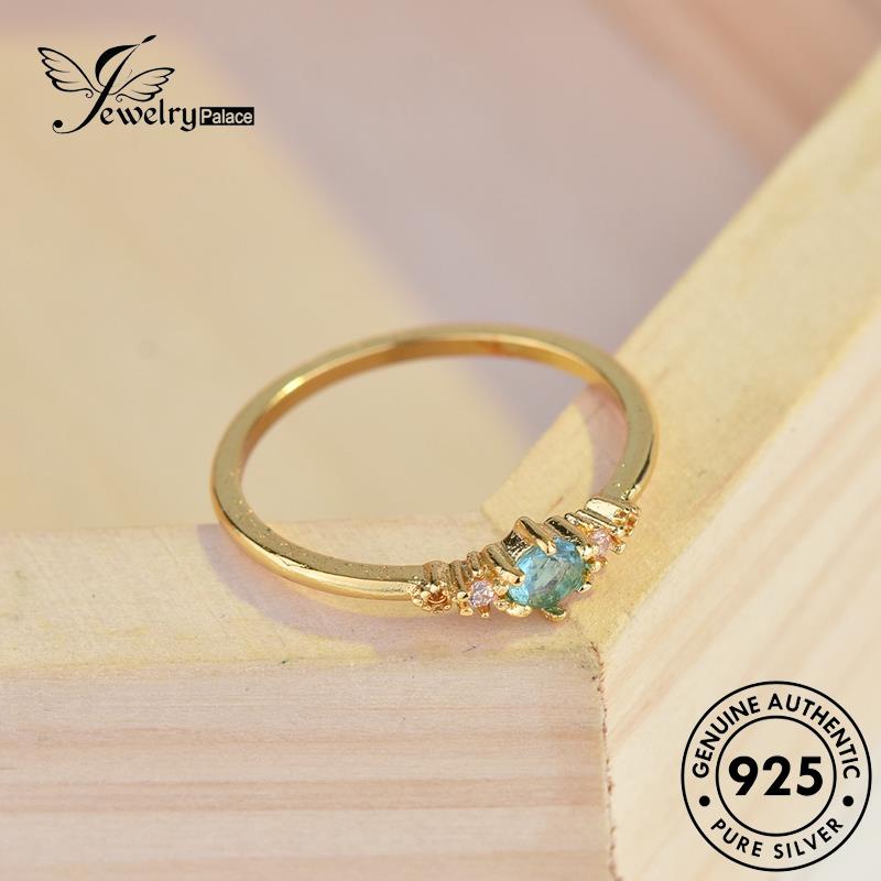 JEWELRYPALACE 925 Cincin Murni Oval Perhiasan Aquamarine Vintage Kawin Aksesori Sterling Nikah korea Gold Silver Perak Wanita Original Silver Asli R244