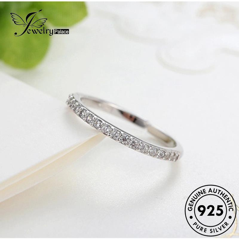 JEWELRYPALACE Sterling Wanita Diamond Kawin Aksesori Silver Silver Moissanite Row Original Murni Fashion Cincin korea 925 Nikah Perak Perhiasan Asli R324