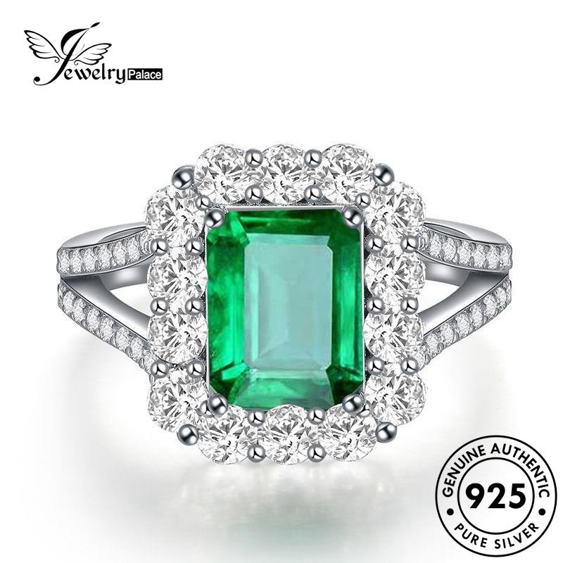 Jewelrypalace Asli Kotak925 Wanita Cincin Perak Klasik Zamrud R468