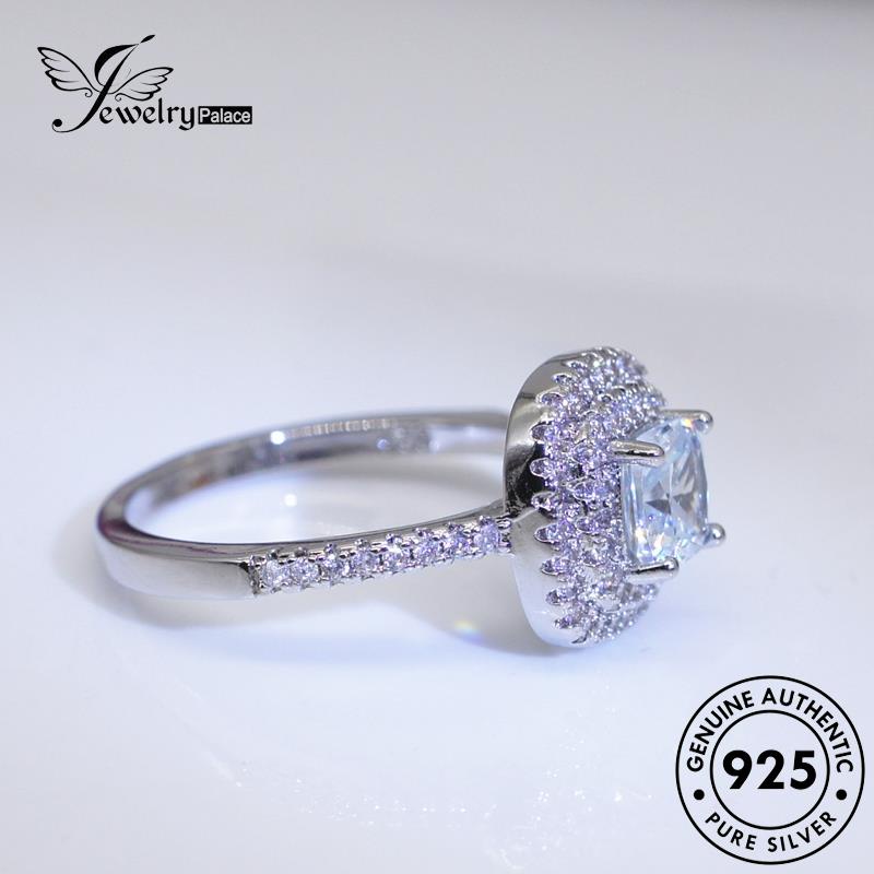 JEWELRYPALACE Murni 925 Square Nikah Sterling Aksesori korea Moissanite Silver Diamond Classic Perak Original Silver Perhiasan Asli Cincin Wanita Kawin R389