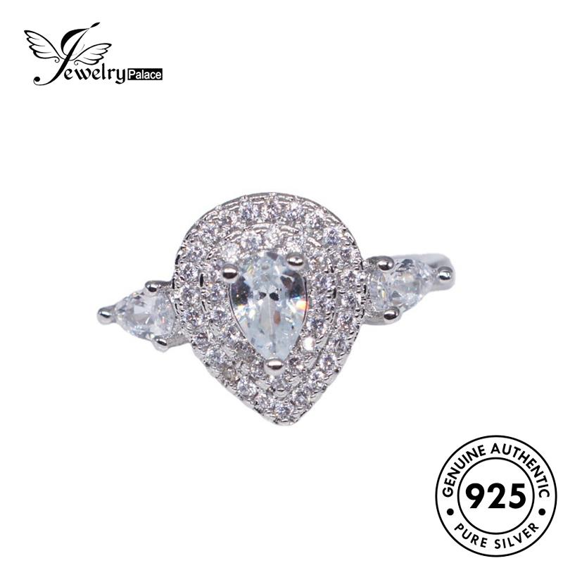 JEWELRYPALACE Silver Nikah Asli Kawin Crystal Pink Original Cincin korea Teardrop Perak Aksesori Classic Wanita Silver 925 Diamond Sterling Perhiasan Murni R615