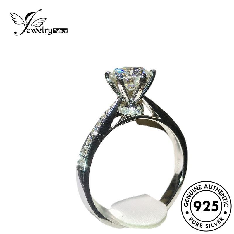 JEWELRYPALACE Nikah Sterling Cincin Asli 925 Silver Diamond Murni Wanita korea Original Perak Moissanite Classic Aksesori Perhiasan Silver Kawin R498