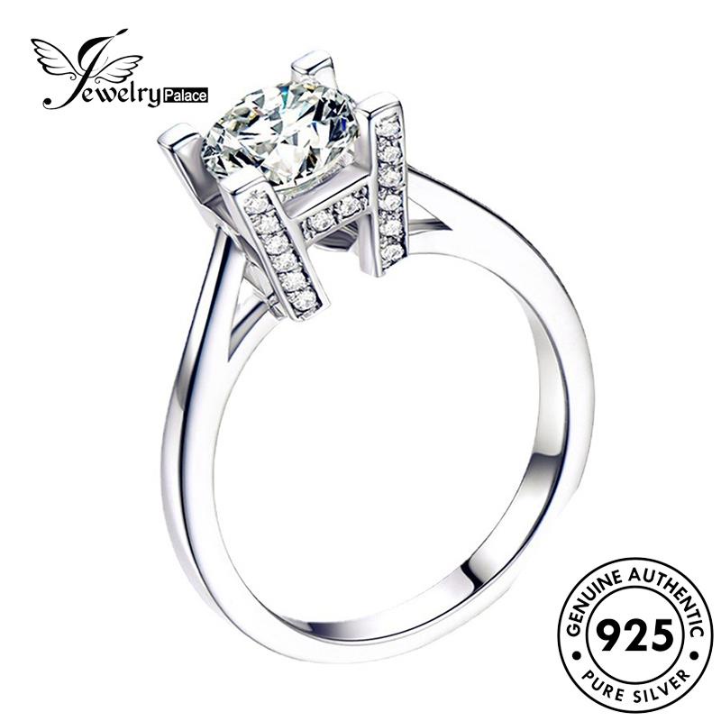 JEWELRYPALACE Murni Perak korea Silver Asli Original Letters Wh Moissanite Perhiasan Wanita Silver Diamond Sterling 925 Kawin Stylish Aksesori Cincin Nikah R500