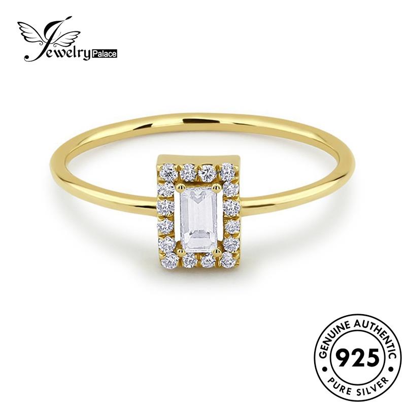 JEWELRYPALACE Square Gold Nikah Wanita Cincin Silver Original Perak Kawin Murni Moissanite Silver korea Aksesori Asli 925 Sterling Diamond Perhiasan Fashion R691