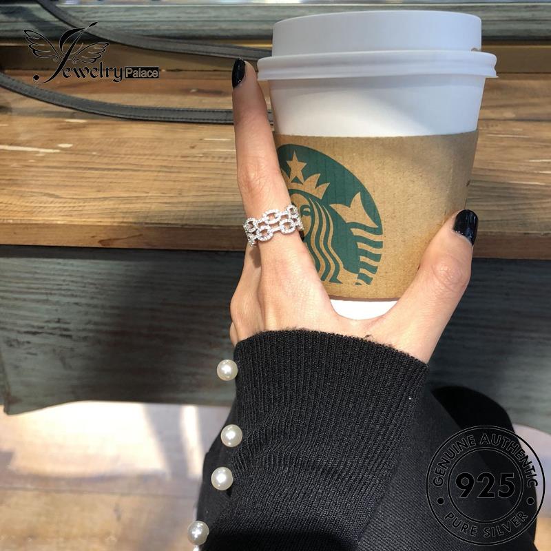 JEWELRYPALACE Cincin Nikah Wanita Asli Original 925 korea Perak Silver Geometry Murni Kawin Moissanite Silver Aksesori Sterling Diamond Personality Perhiasan R1008