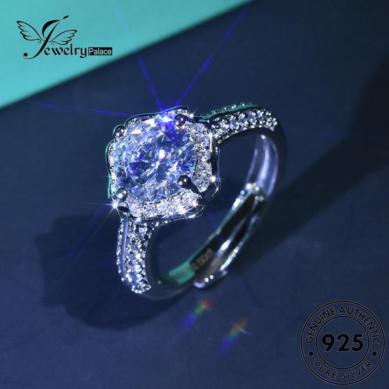 JEWELRYPALACE Silver Kawin Flowers Perhiasan Sterling Cincin Original Wanita Silver Asli Moissanite Nikah 925 Murni Simple Diamond Aksesori korea Perak R1011