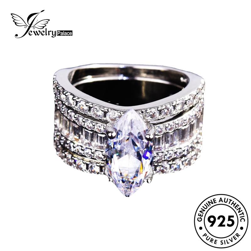 JEWELRYPALACE korea Asli Couple Water Diamond Perhiasan Silver Nikah Original Personalized Murni Moissanite Kawin 925 Sterling Aksesori Pasangan Drop Perak Gold Silver Cincin R1035