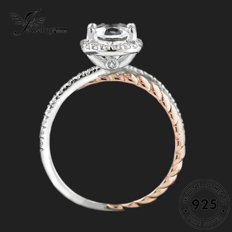 JEWELRYPALACE Silver Sterling Aksesori Kawin 925 Perhiasan korea Perak Oval Wanita Murni Moissanite Asli Gold Fashion Cincin Original Silver Nikah Diamond R944