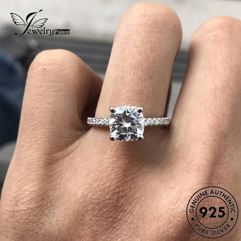 JEWELRYPALACE Cincin Moissanite korea Sterling Kawin Fashion Murni Wanita 925 Six Original Perak Silver Diamond Nikah Asli Aksesori Silver Perhiasan Claws R1409