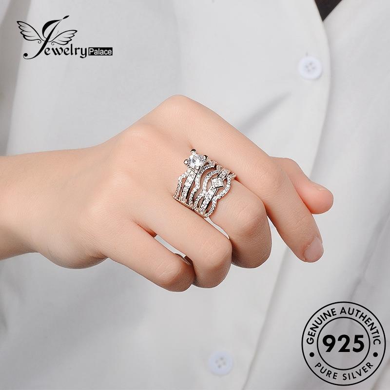 JEWELRYPALACE Moissanite Personalized Silver Nikah Design Aksesori Couple Kawin Murni Silver Pasangan Cincin Perhiasan Sterling Original Asli korea 925 Diamond Perak R1424