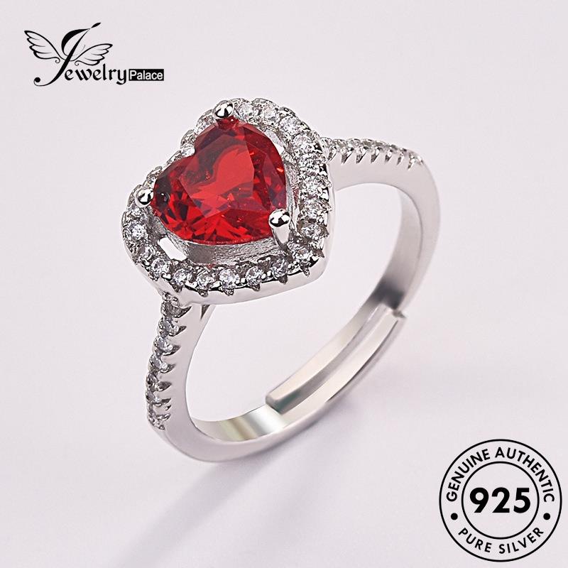 JEWELRYPALACE Murni korea Silver Asli Nikah Sterling Wanita Perhiasan Fashion Perak 925 Aksesori Original Love Silver Kawin Ruby Cincin R1082