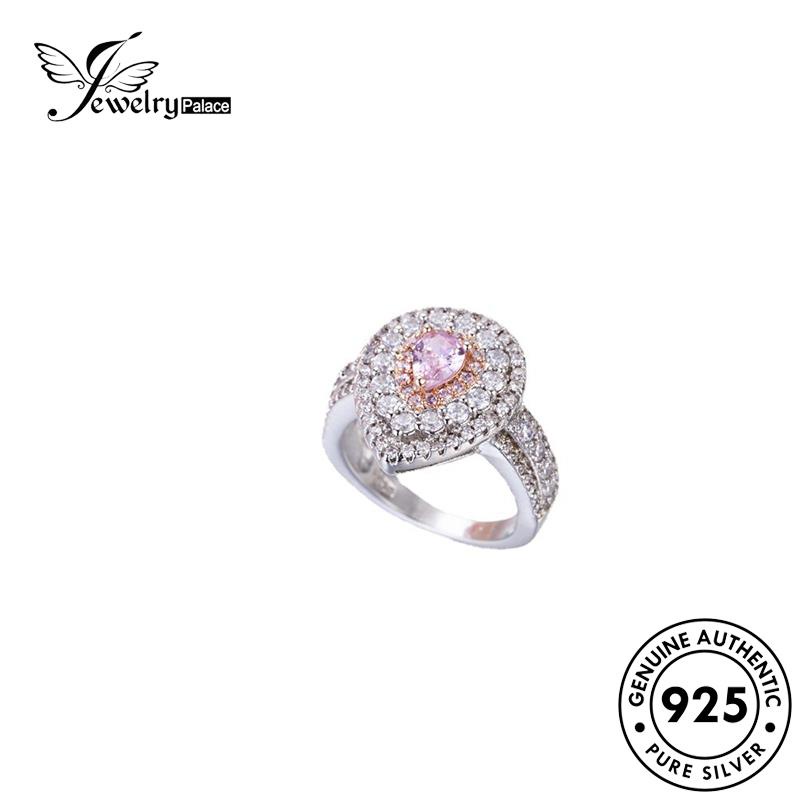 JEWELRYPALACE Silver Crystal Silver Perhiasan 925 Sterling Nikah Personalized Kawin Drop Pink Murni Aksesori Cincin Perak Water Diamond Asli korea Original Wanita R1148