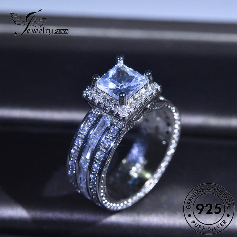 JEWELRYPALACE Perak Perhiasan Aksesori Silver Kawin Cincin korea Murni Diamond Fashion Square Moissanite Asli 925 Silver Original Sterling Nikah Wanita R1714