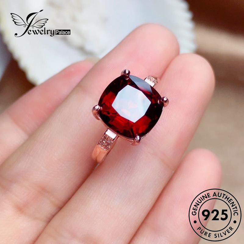 JEWELRYPALACE Murni Cincin 925 Wanita Square Silver Simple Silver Aksesori Sterling Original Gold Ruby Perak Perhiasan Kawin korea Nikah Asli R1858