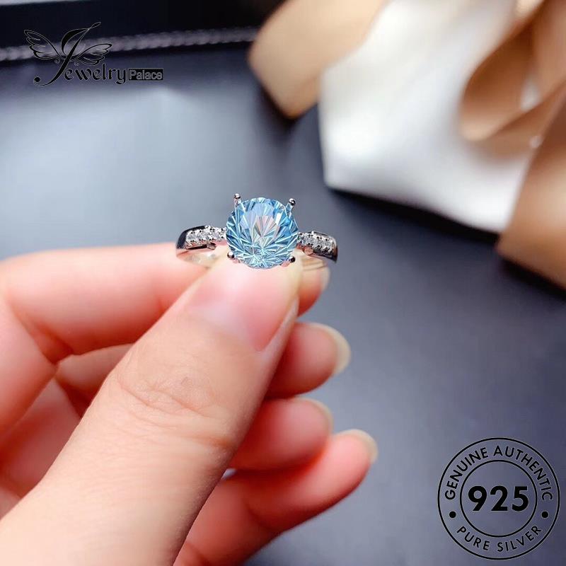 JEWELRYPALACE korea Perak Aquamarine Wanita Asli Aksesori Perhiasan Claws Cincin Murni Silver Four Nikah Kawin Silver 925 Original Sterling Simple R1865