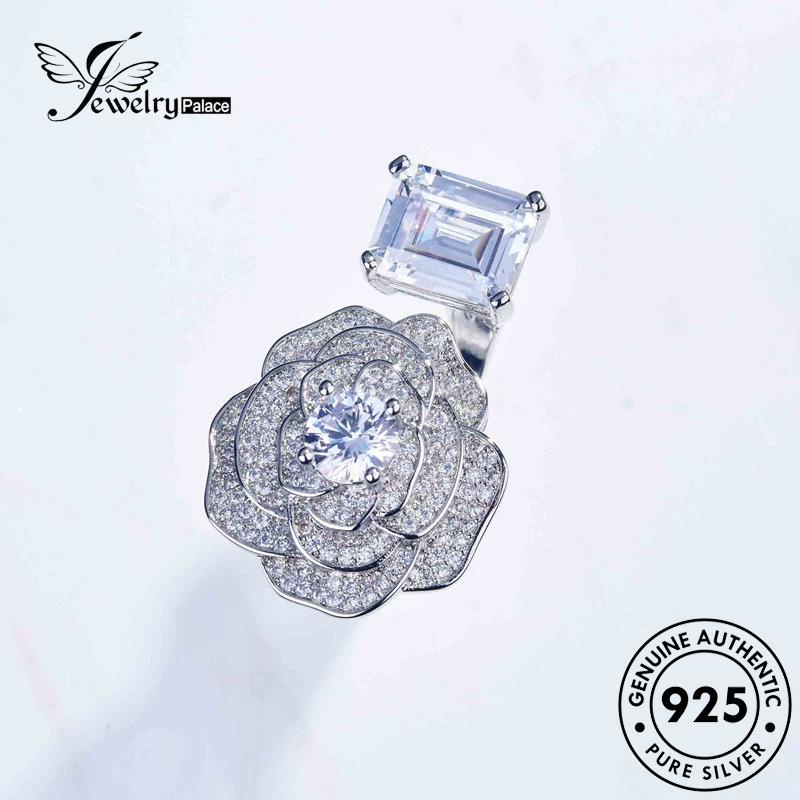 JEWELRYPALACE Luxury Cincin Perhiasan Silver Murni Wanita 925 Asli Sterling Diamond Nikah Aksesori Camellia Moissanite Silver Perak korea Kawin Original R1880