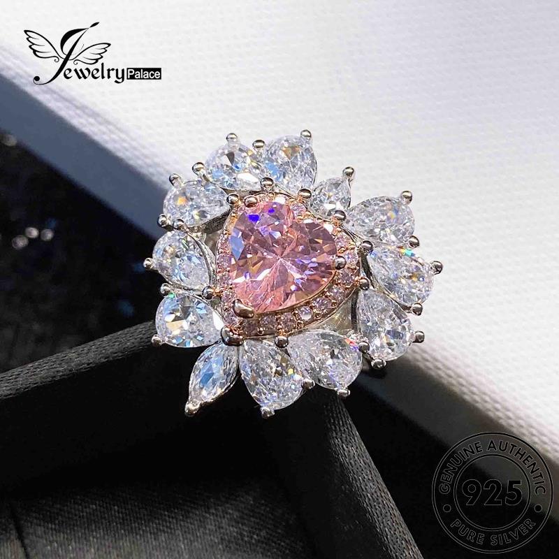 JEWELRYPALACE Perhiasan Love Kawin Asli Cincin Silver Pink Nikah Crystal Sterling Wanita korea 925 Personality Perak Diamond Murni Silver Aksesori Original R1909